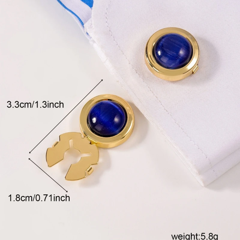 High-end Round Opal Cufflinks for Women French Fashion Business Banquet Wedding Shirt Buttons Luxulry Jewelry Accessories