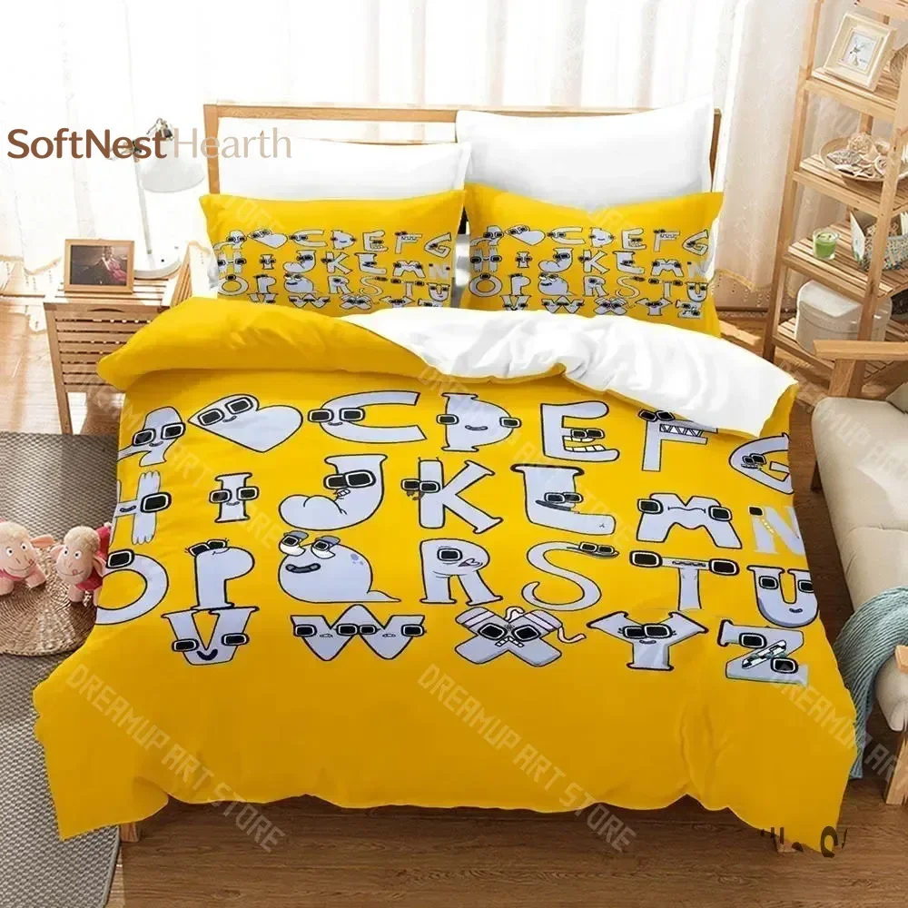 2026 3D Print Cartoon 26 Alphabet Lore Enlightenment Bedding Set Cartoon Anime Three-piece Set Adult Kid Bedroom Duvetcover Sets