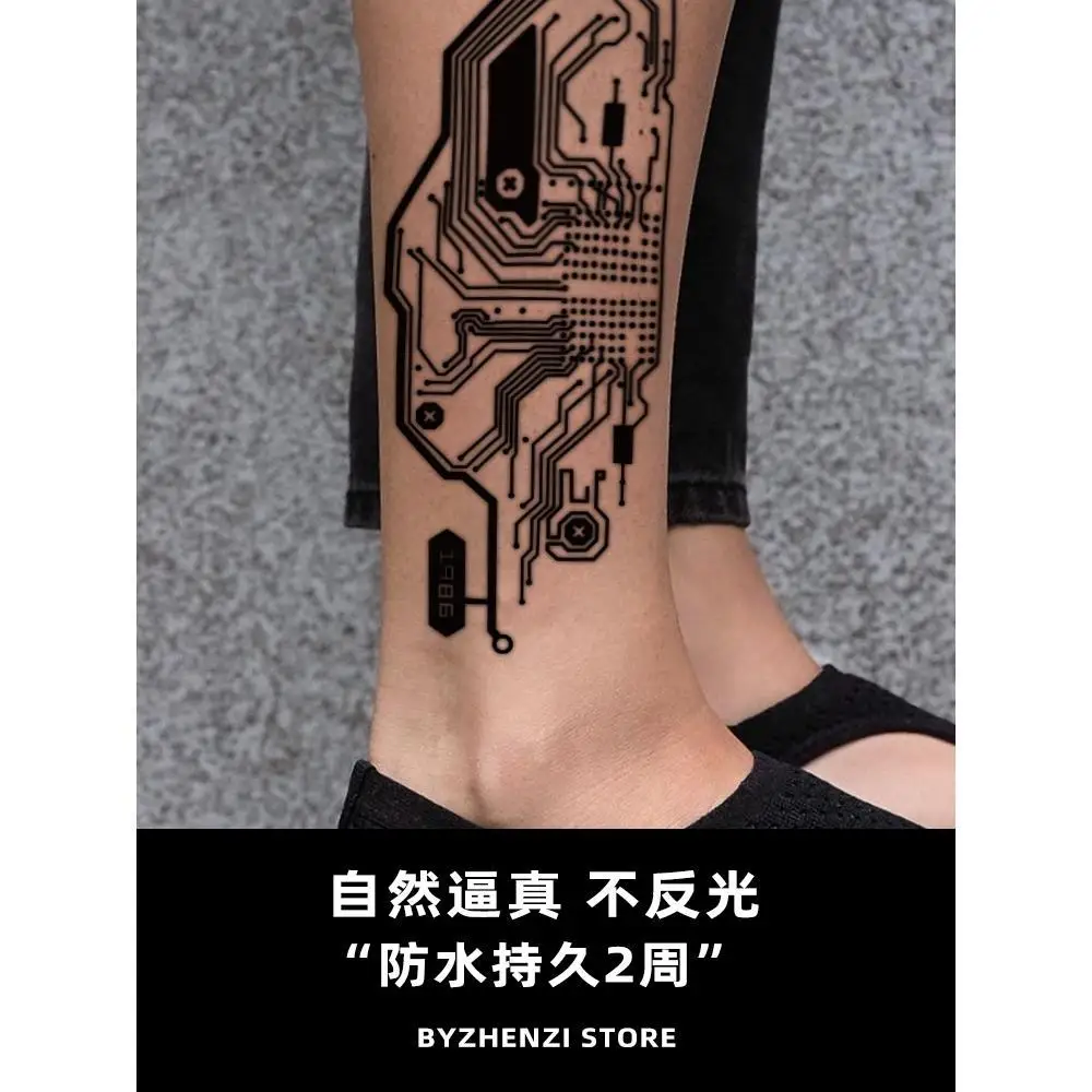 Placa de circuito de tatuaje temporal de cuerpo humano, Robot Punk mecánico, pegatinas de tatuaje de jugo de hierbas, pegatinas impermeables, arte de tatuaje de brazo