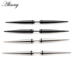 Alisouy 2Pieces Unisex Stud Earrings Hiphop Punk Spike Cone Stainless Steel Dumbbell Barbell Ear For Men Women Piercing Jewelry