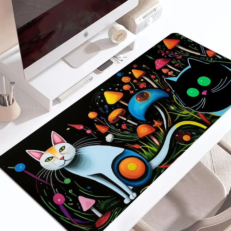 Xxl Mouse Pad Kawaii Cats Mouse Carpet Desktop Mat Laptop Accessories Desk Mat Table Computer Playmat Rug Desk Office Items