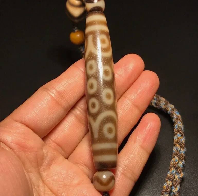 Ancient Tibetan DZI Beads Old Agate 21 Eye Totem Amulet Necklace Pendant #1261