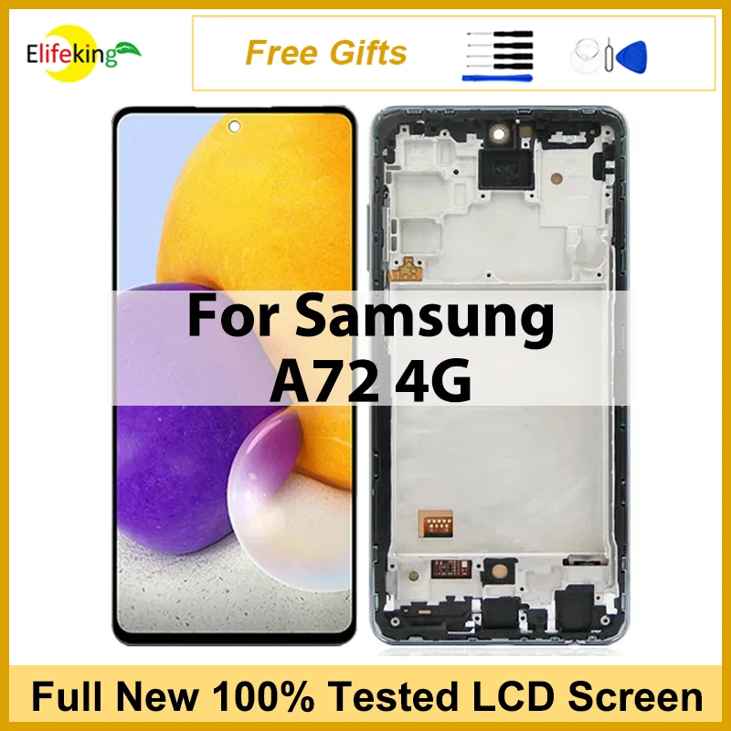 Phone Screen For Samsung galaxy A72 4G A725 LCD Touch Display with Frame A725F A725F-DS A725M Digitizer Assembly Replacement