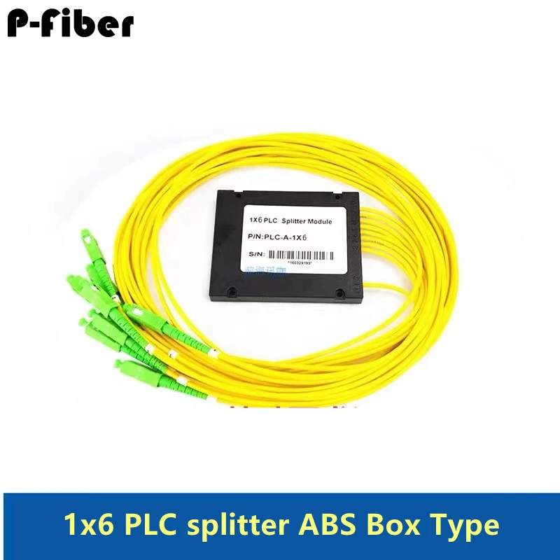 1x6 PLC splitter 5pcs 1:6 ABS box type optical fiber splitter FC SC ST LC 1.5mtr 1*6 FTTH coupler