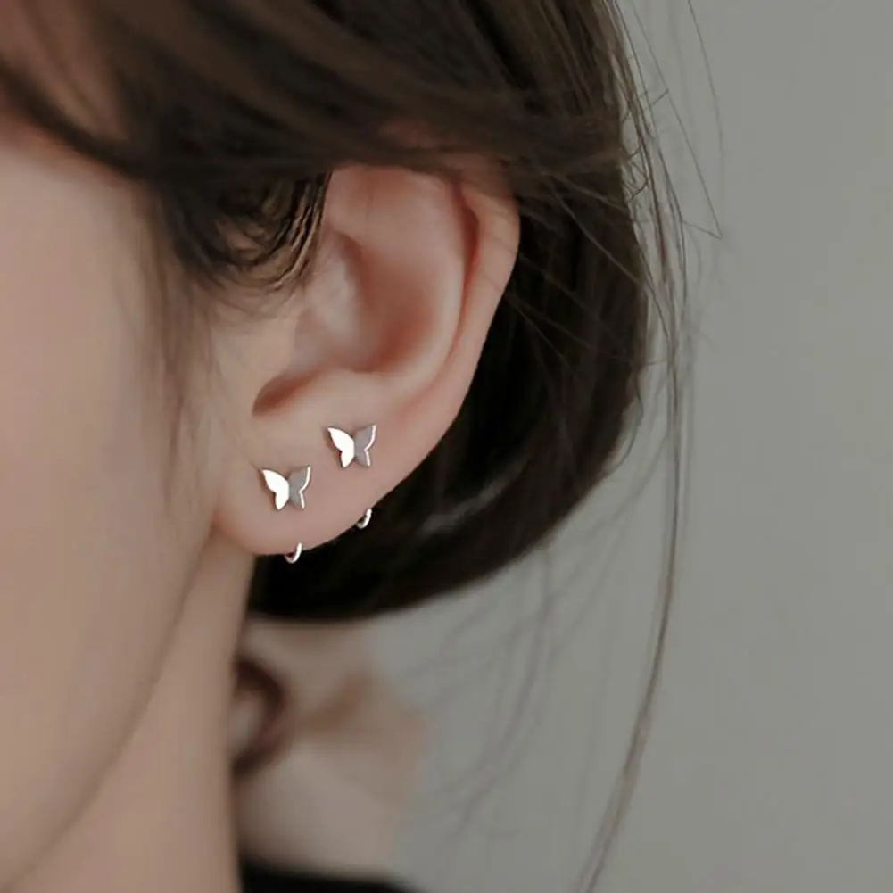 Earrings Butterfly Design Earrings for Women Circle Shape Open-type Jewelry Easy Wear Accessories for Commuting Dating Elegant