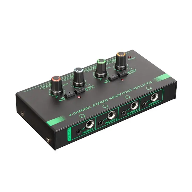 N91R-Headphone Volume Amplifiers Multiple Volume Adjusters Black Metal 4 Channels For Stage Performances Individual Composition