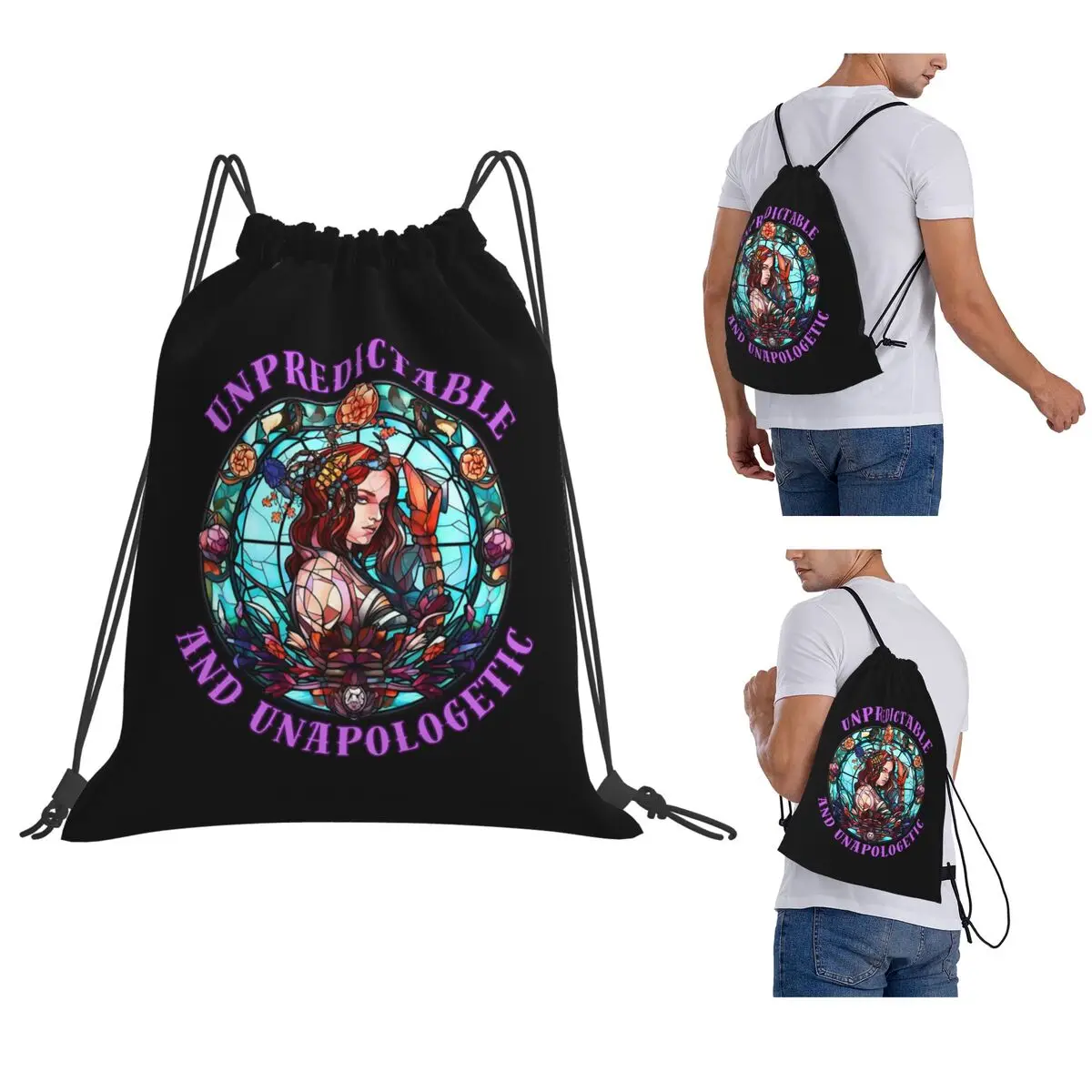 

Unpredictable And Unapologetic. Scorpio Symbol Backpacks Casual Drawstring Bags Sports Bag Book Bags for Man Woman Students