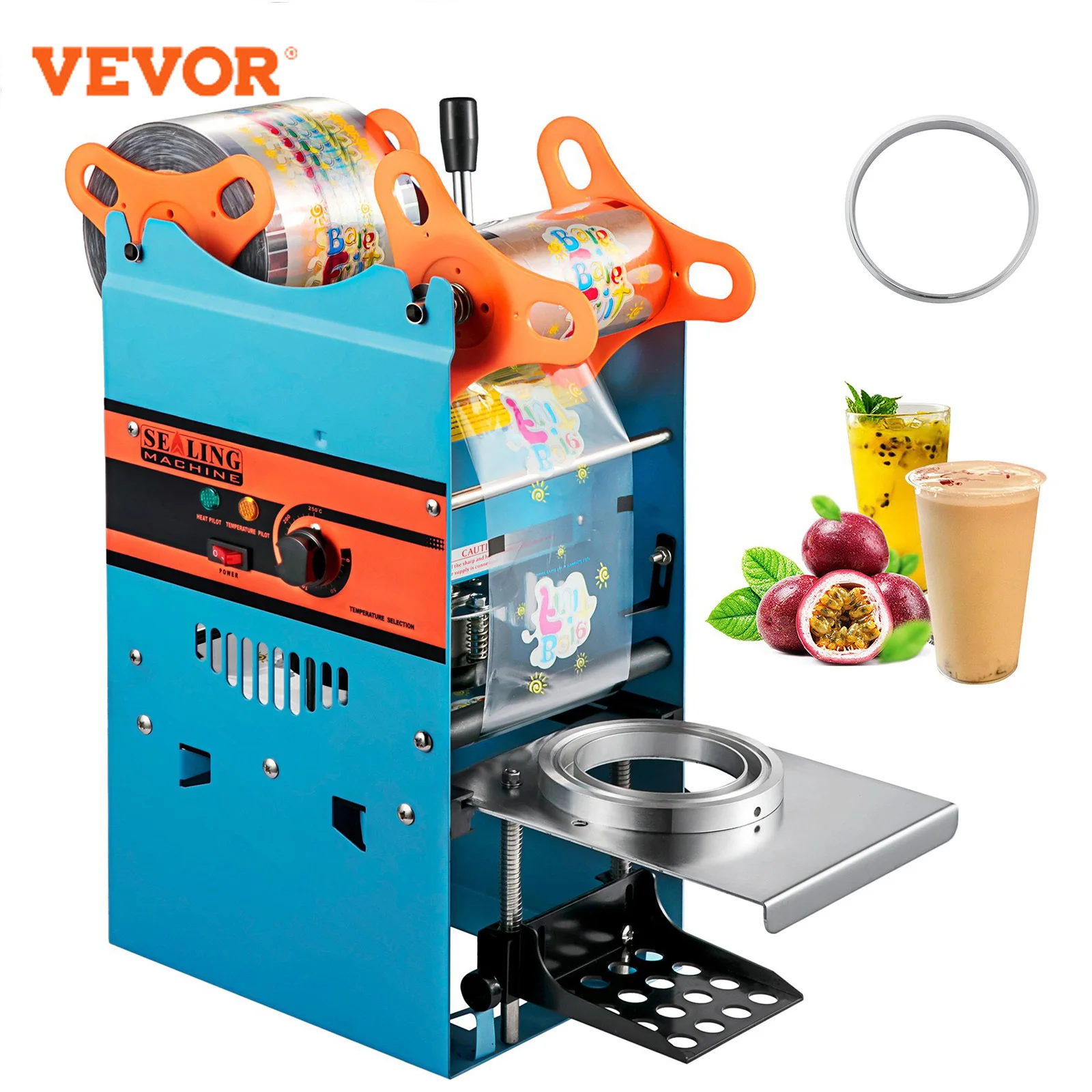 

VEVOR Manual Cup Sealing Machine 300-500 Cups/Hour Accurate Control Panel Heavy Duty for 90/95 MM Diameter Drinks Cup Sealer