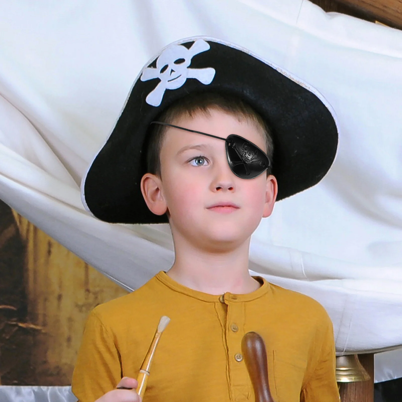 

10Pcs Pirate Eye Patch Skull Plastic Black Lightweight Halloween Costume Party Cosplay Accessories for Adults Kids