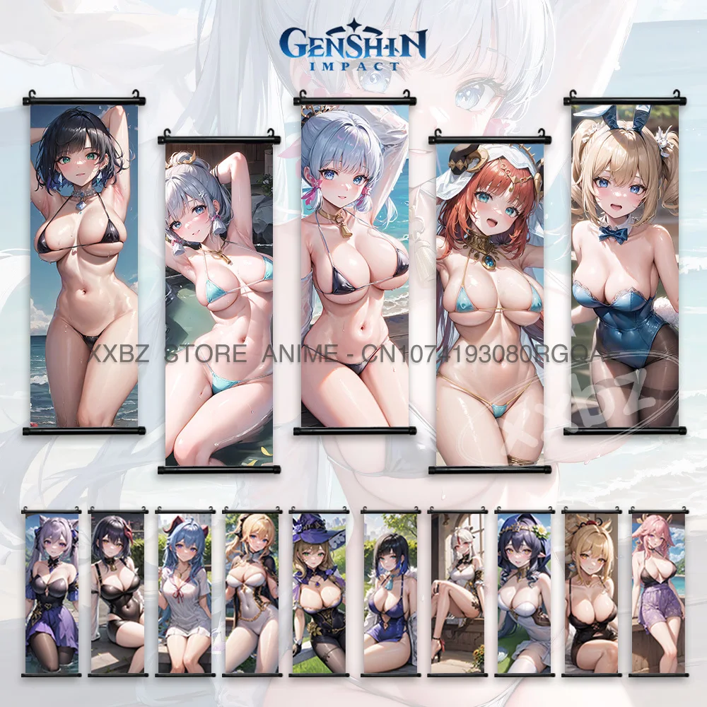 

Genshin Impact Scroll Picture Anime Girl Kamizato Ayato Wall Art Canvas Hot Game Hanging Painting Sucrose Poster Home Decoration