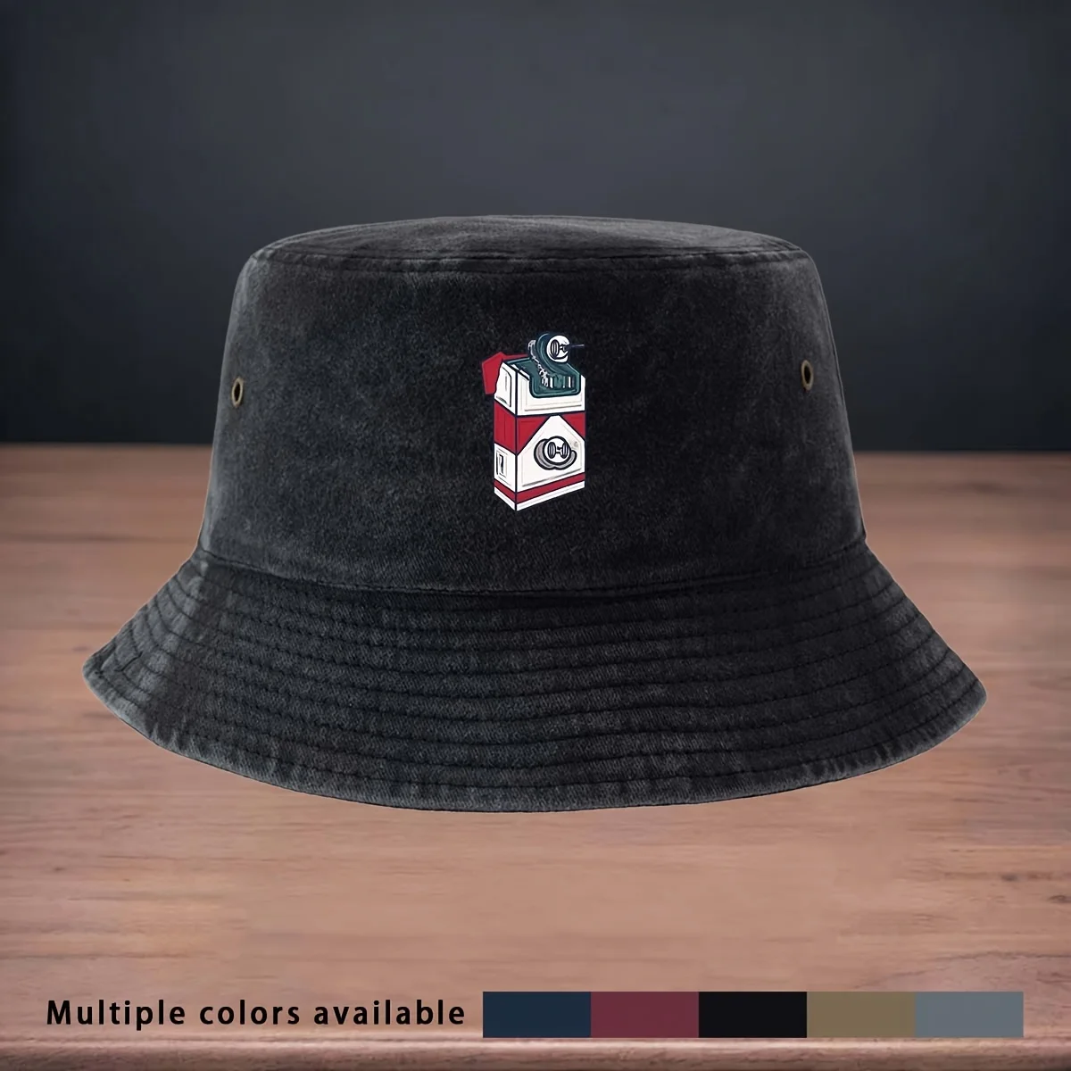 High-quality Printed Red and White Box-patterned Lighter Design Bucket Hat for Fishing and Lure Fishing. A Foldable, Easy-to-sto
