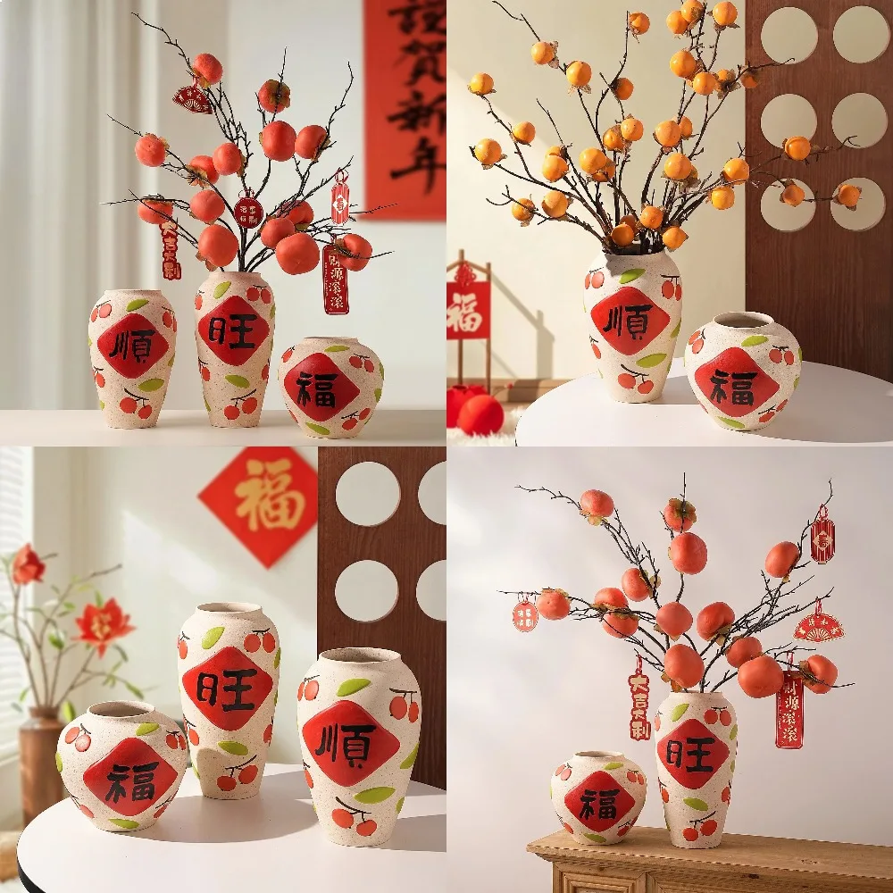 Jingdezhen Ceramic Vase Hydroponic Dried Flowers TV Cabinet Decoration Housewarming New Year Gift