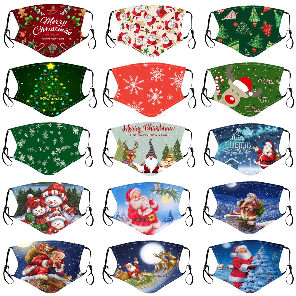 

Christmas winter thermal printing washable 3D cartoon cotton cloth can put filter mask KZ16