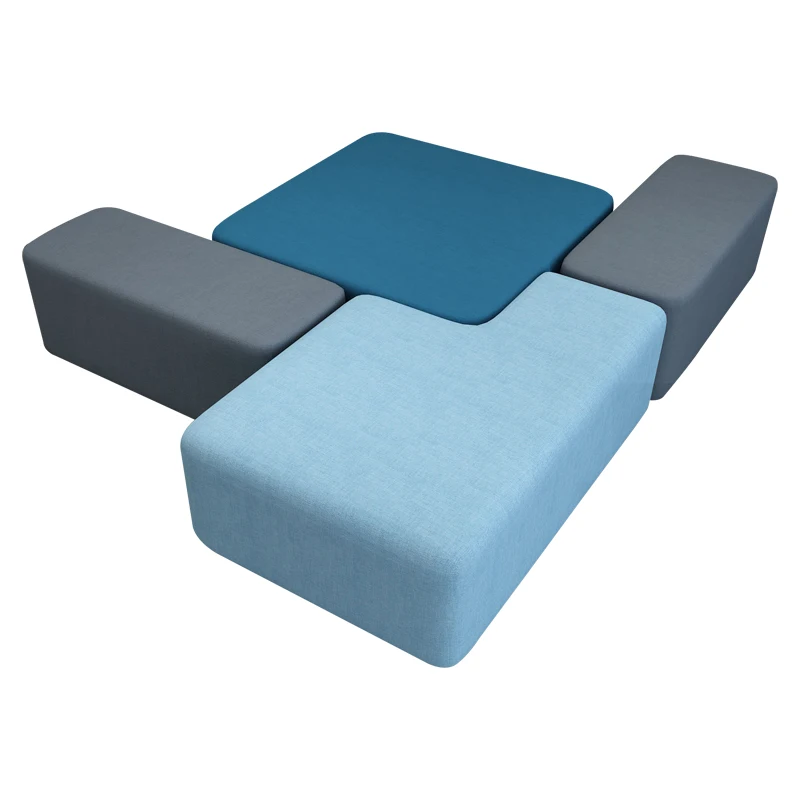 

Creative square module fabric library office reception leisure lounge area modern simple sofa stool combination