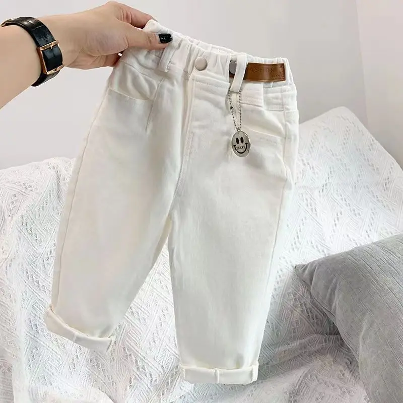 Boys Jean Pants Long Trousers Denim 2024 White Spring Autumn Baby\'s Kids Teenagers High Quality School Children\'s Clothing