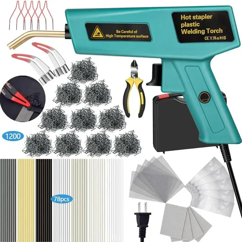 GNI,200W Plastic Welder Tool Kit, 1200PCS Staples 78PCS Plastic Welding Rods High Power Plastic Welding Kit