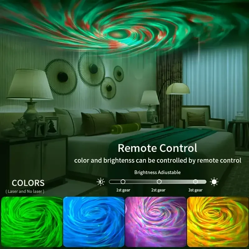 Rotating water ripple starlight projection lamp romantic starry sky USB insert starry night remote control aurora projector ligh