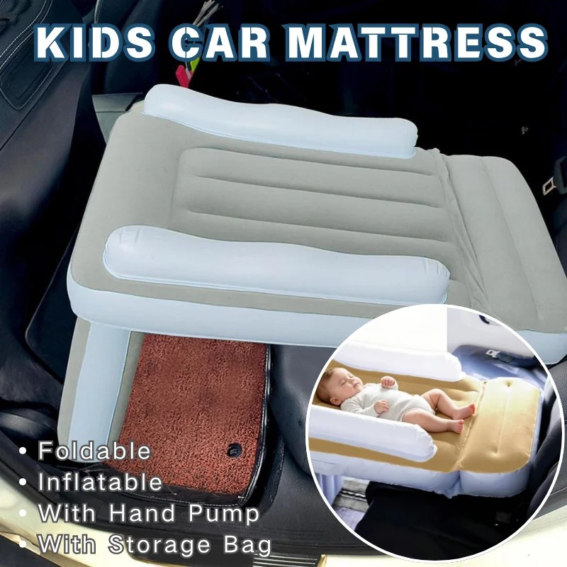 Kids Car Back Seat Inflatable Travel Mattress Portable Inflatable Bed With Hand Pump Storage Bag For Road Trip Child Rest Mat