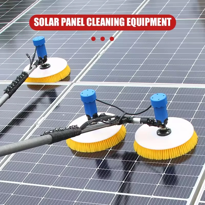 Double Heads Electric Cleaning Brush Telescopic Pole Water Cleaning Soft Brush for Solar Panels Cleaning