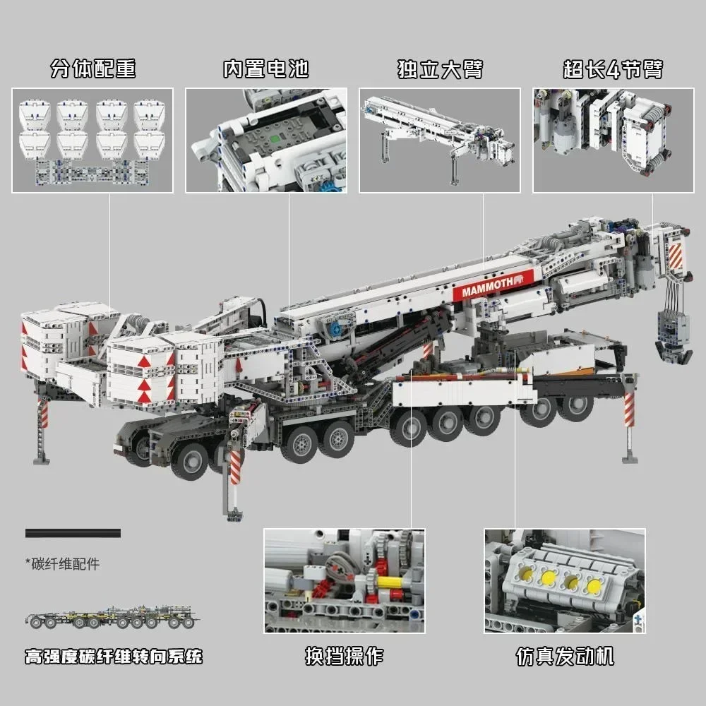 9177 pçs atualizado potência móvel guindaste construção MOC-20920 ltm11200 blocos de alta tecnologia tijolos brinquedos veículos modelos menino presentes natal