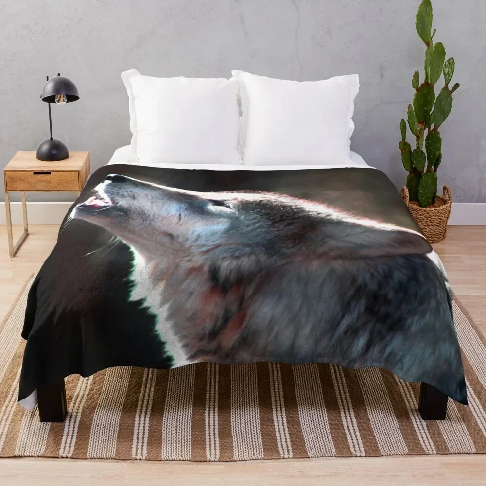 

Wolf Howling Lone Wolf Throw Blanket Luxury Designer Luxury Thicken Blankets