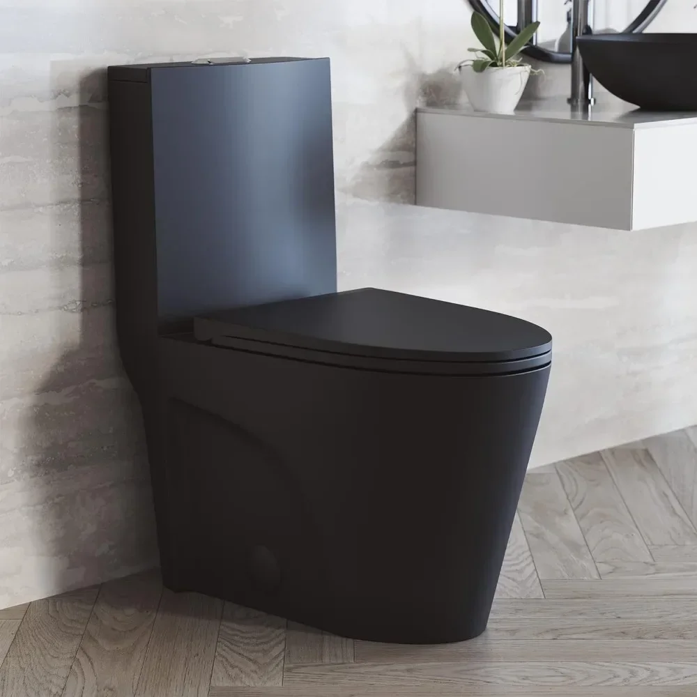 Folding Toilet Matte Black Toilets SM-1T254MB St. Tropez One Piece Toilet 26.6 X 15 X 31 Inches Bathroom Items Cleaning Parts