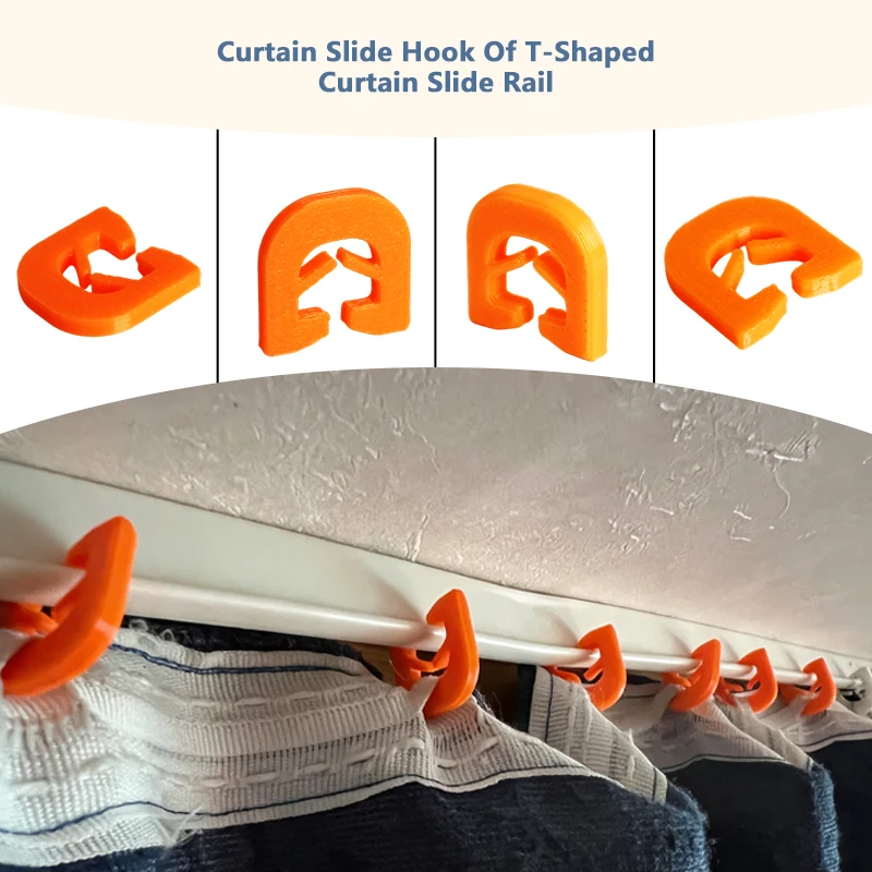6PCS T-Shaped Curtain Slides Clip Curtain Slide Hook For European RVs Camper Practical To Secure Curtain Scarves And Other Items