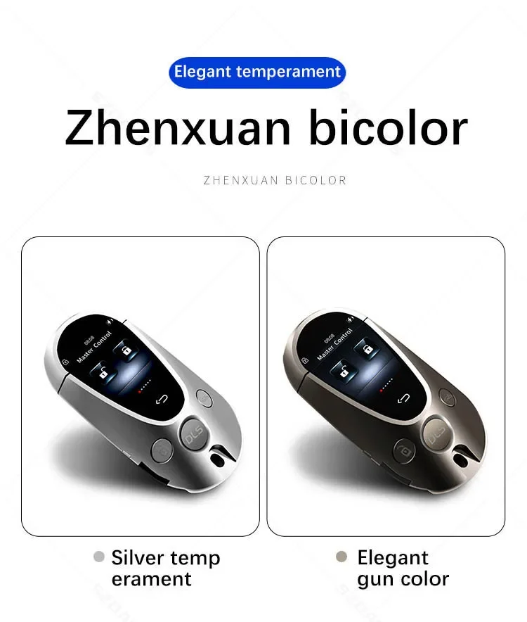 مصنع دالوس توريد نموذج جديد مفتاح Lcd ذكي مفتاح السيارة العالمي لجميع السيارات مع زر تشغيل الدفع مع دخول بدون مفتاح