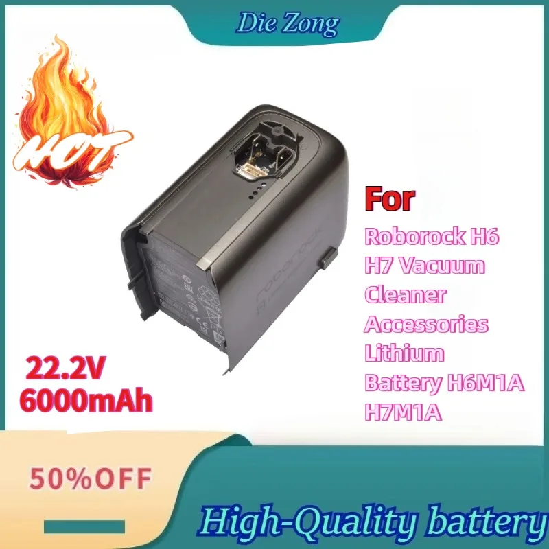 

New For Roborock H6 H7 Vacuum Cleaner Accessories Lithium Battery H6M1A H7M1A High Capacity Battery 22.2V 6000mAh