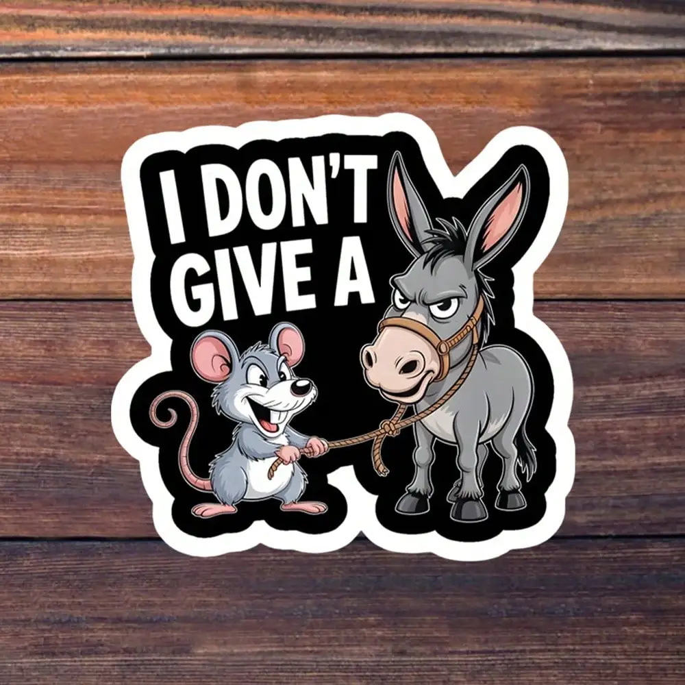 

1 "I Don't Care" 3-Inch Vinyl Sticker | Donkey and Critter No-Foul Sass Decal, Die-Cut, for Laptops, Water Bottles, Mugs, Phone