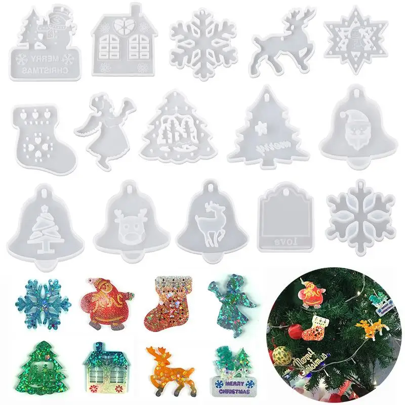 Christmas Tree Pendant Silicone Mold For Epoxy Resin DIY UV Resin Jewelry Making Tools Xmas Art Crafts Decoration Casting Mold