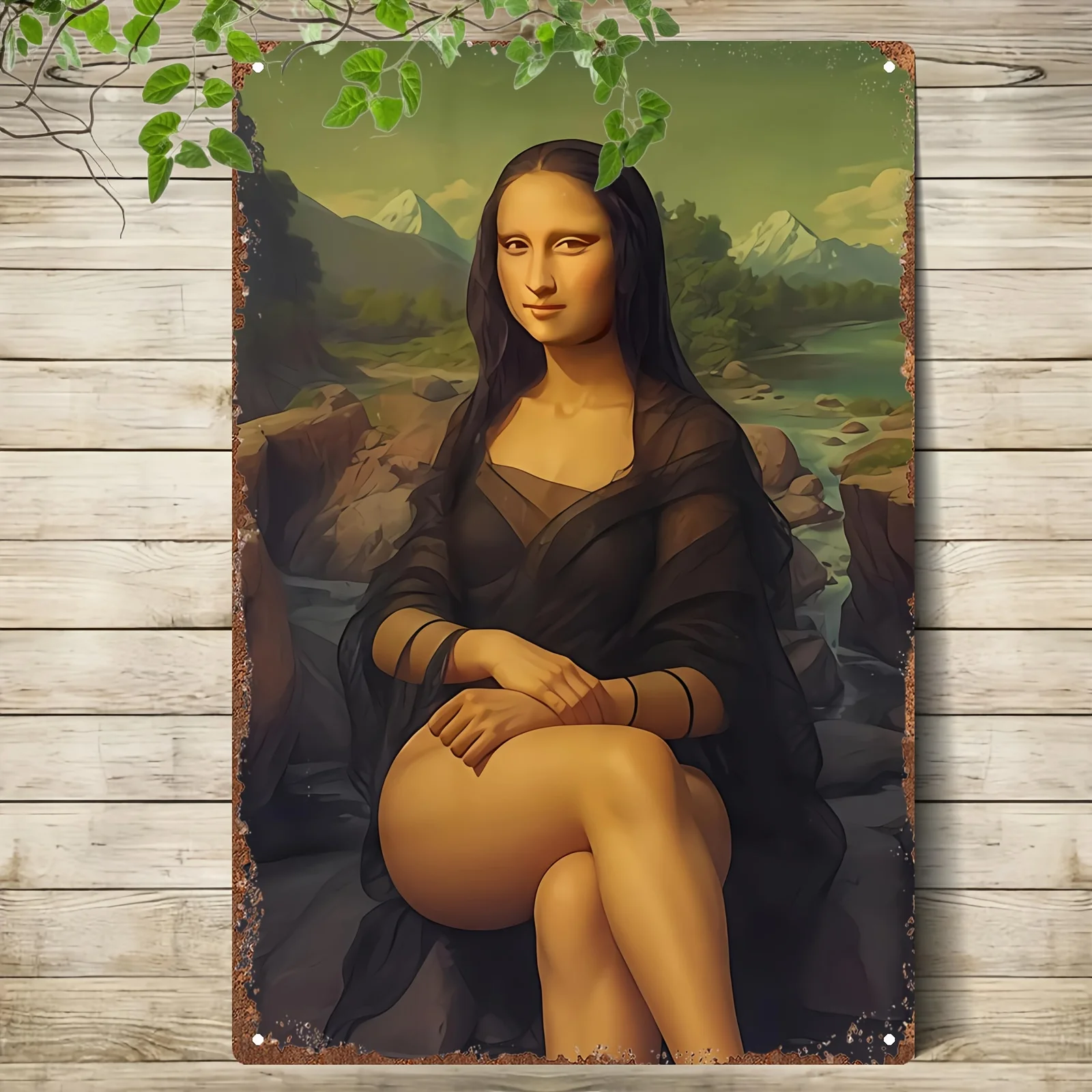 Metallschild aus Eisen, digitale Kunstdruck-Variante „Mona Lisa“ zur Dekoration – perfekt für Heimdekoration, Clubs und den Außenbereich – langlebig für Bürowände