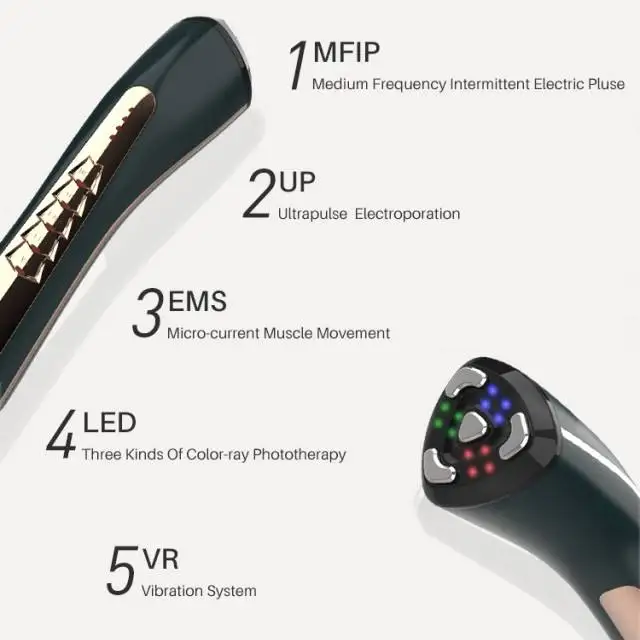 4 In 1 RF&EMS Micro Current Lifting Device LED Face Vibration Skin Rejuvenation Wrinkle Remover Anti-Aging Facial Beauty Device