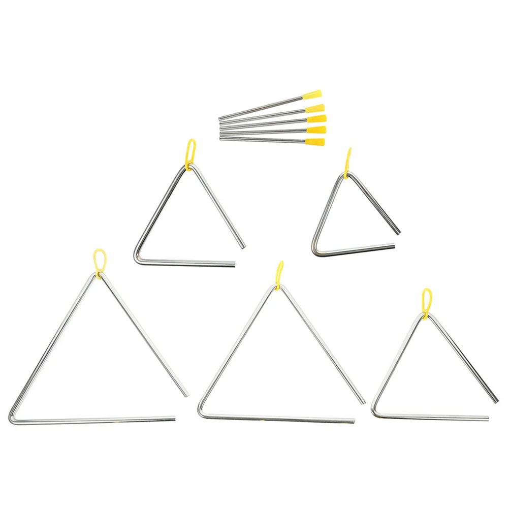 

5 Sets Triangle Percussion Instrument Metal Kids Musical 456789 Inch Triangle Bell Portable Educational Toy