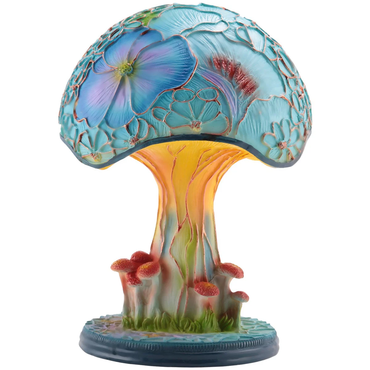 

Creative Stained Glass Mushroom Table Lamp Vintage Animal Plant Series Shaped Resin Bedroom Decora Household,C