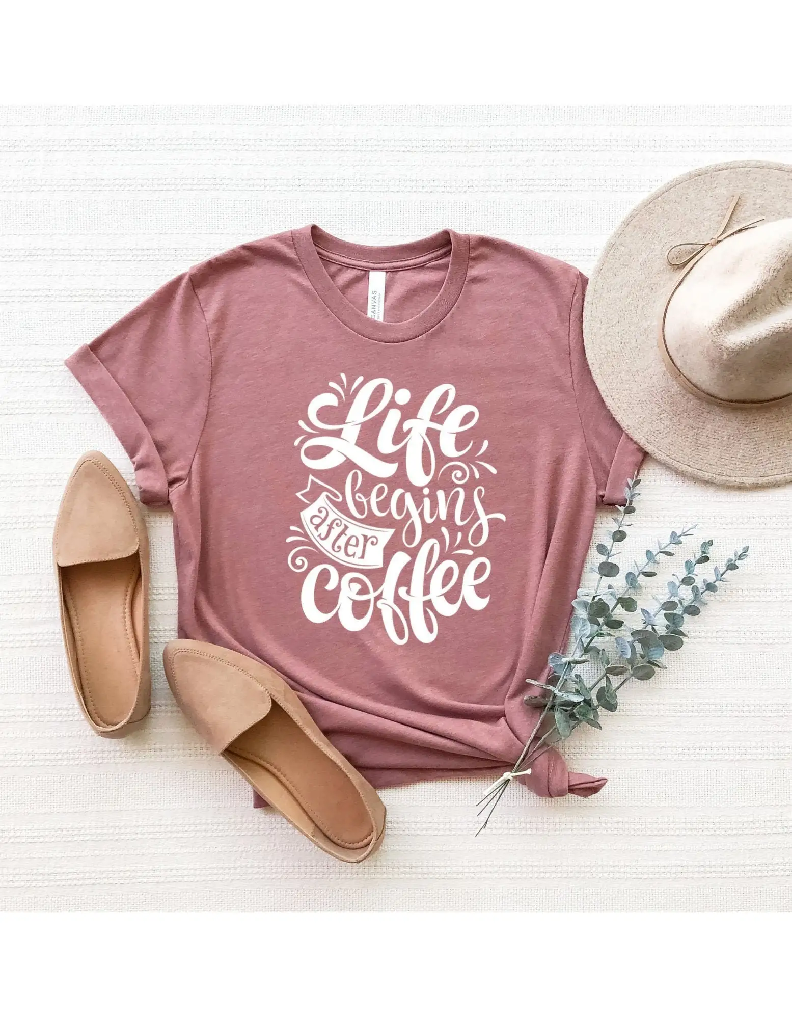 

Coffee T Shirt Life Begins After Funny Lover First Cute Drink