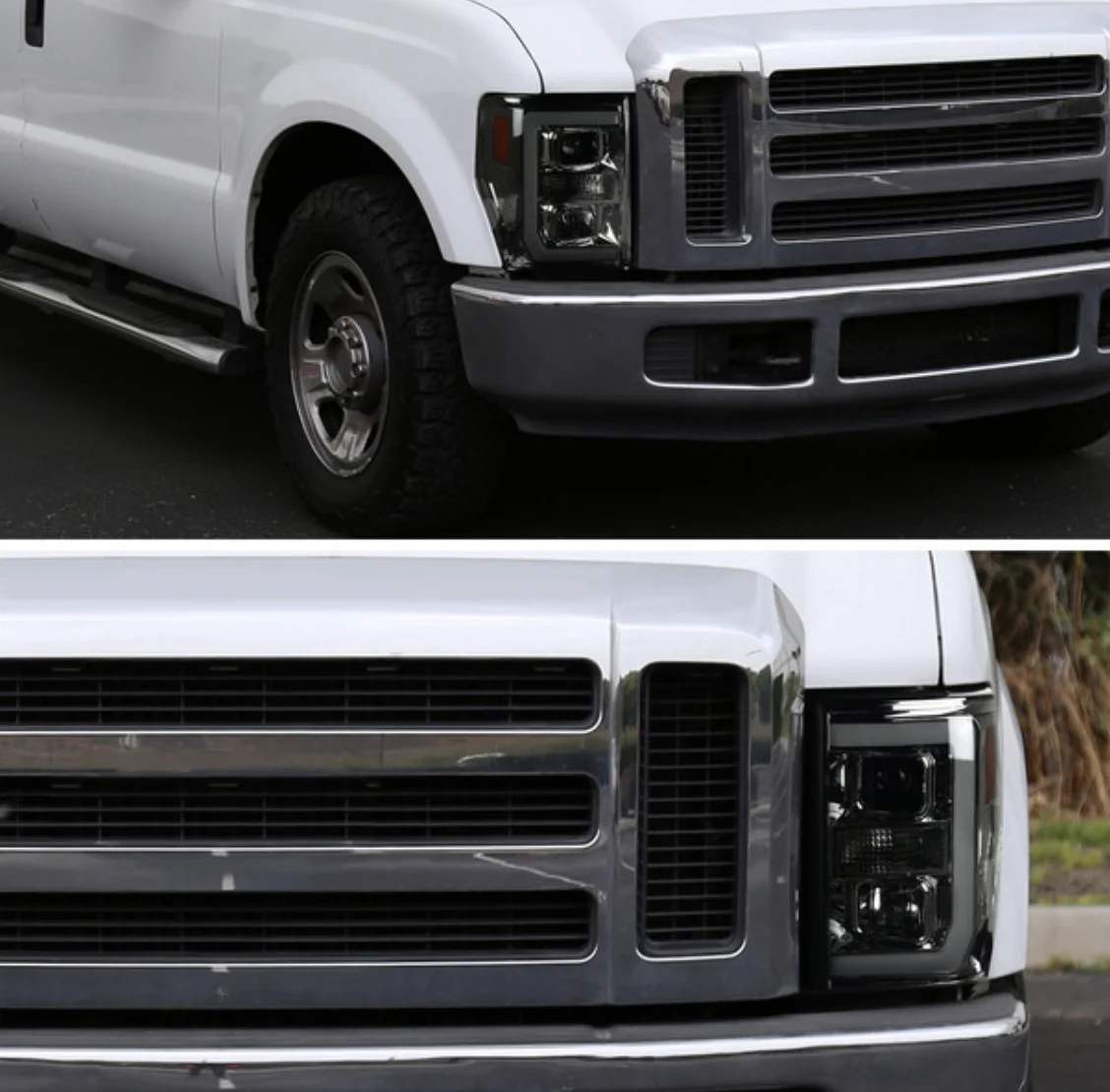 Hot-selling Front light  LED C-Bar Projector Headlight   FOR 2008-2010 Ford F250 F350 F450 (Chromed /Smoke)