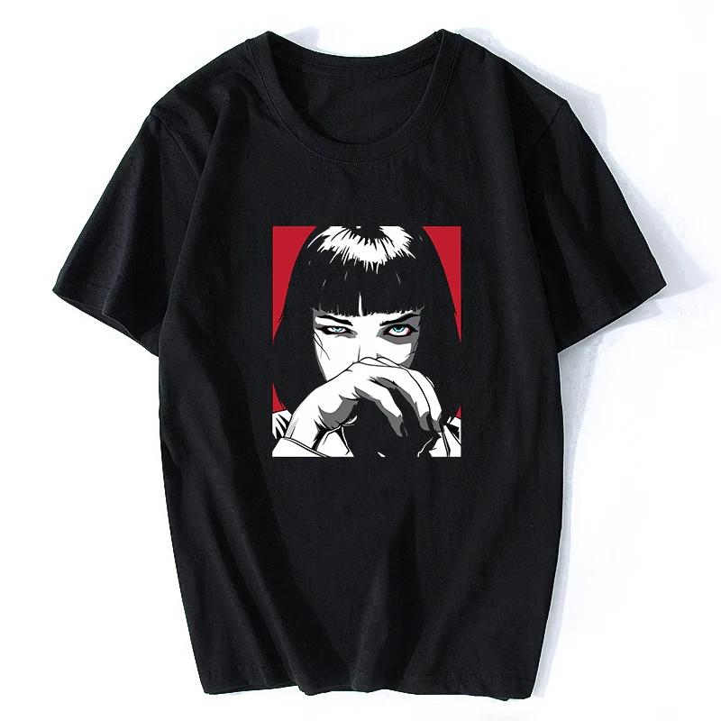 Camiseta de película Quentin Tarantino Pulp Fiction Mia para hombre y mujer, Tops Vintage, ropa de calle Vintage de los 90, ropa Punk Rock Harajuku