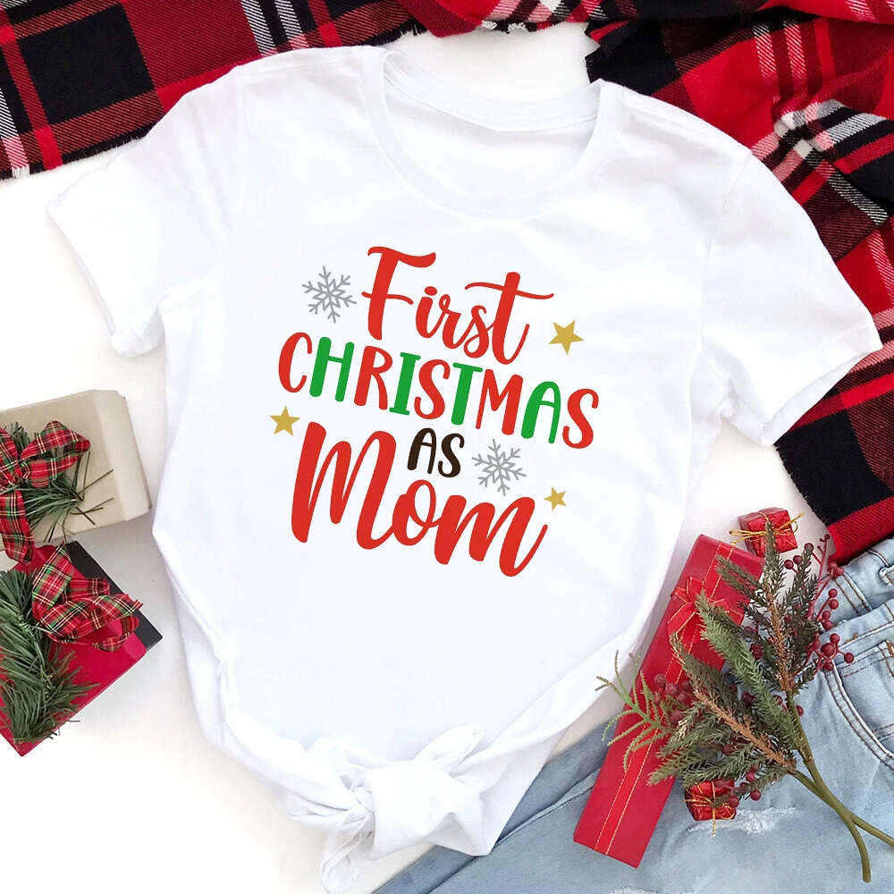 Mijn eerste kerst als vader/moeder Familie bijpassende kleding T-shirt Vader Moeder en baby Look Outfits Tops Baby's Jumpsuits T-shirts