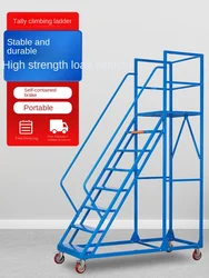 Mobilna platforma do obsługi małych drabin domowych na kółkach samochodów wspinaczkowy do przemieszczania się drabiny towarowej magazyn zbierający towary climbi