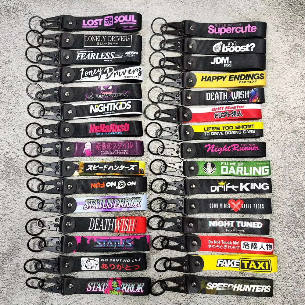 JDM اكسسوارات السيارات Keytags حزام اليابان المفاتيح حزام وهمية تاكسي حزام المفاتيح مفتاح سلسلة السيارات مفتاح حامل موتو المفاتيح