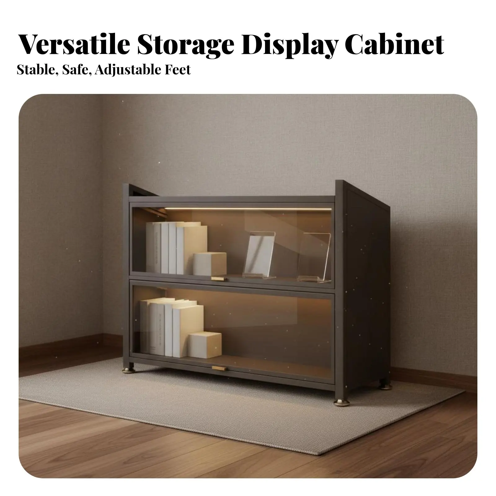 Figurine Display Cabinet Debris-Resistant Resistant Design Display Cabinet with Transparent Doors Glass Door Shelving Unit view 2