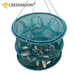 Multifunction Double-layer Anti-escape Fishing Mesh Cage, Fish Shrimp Cage Automatic Fishing Net with 13/15 Holes Fishing Tackle