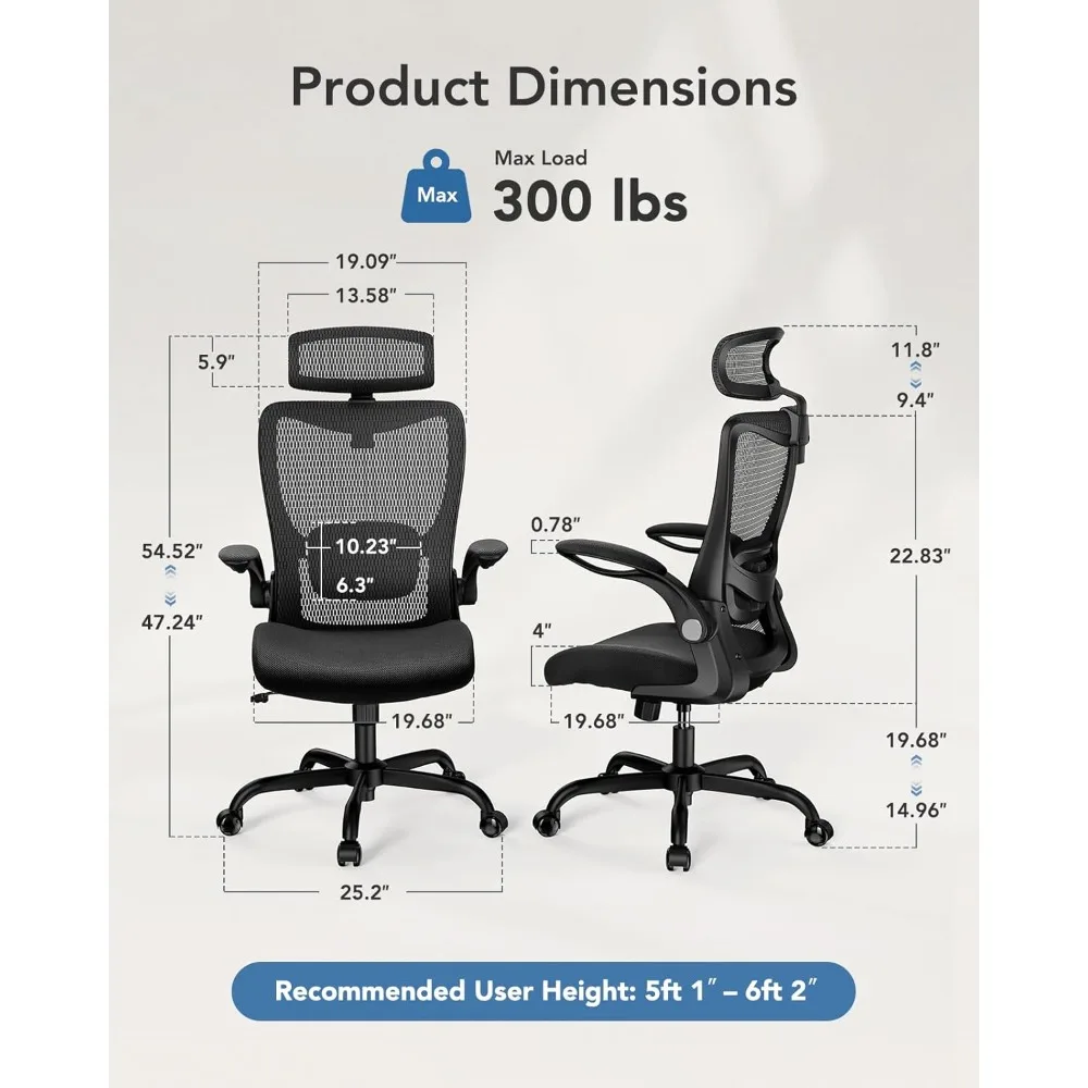 High Back Desk Chair with Adjustable Lumbar Support ，help avoid back pain and stiffness typically caused by prolonged sitting