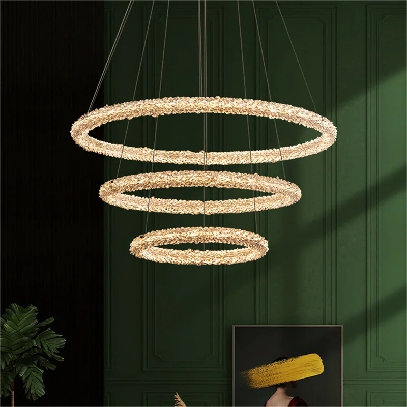 Plly Moderne Hanglamp Ronde Ringen Goud Led Armaturen Kristallen Kroonluchter Decoratief Voor Hotel Woonkamer Eetkamer Licht