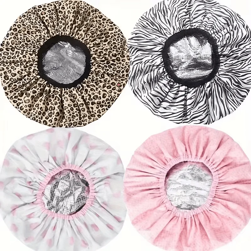 1pc Portable Practical Double-sided Large-sized Reusable Shower Cap With Deep-circulation Hair Protection Design