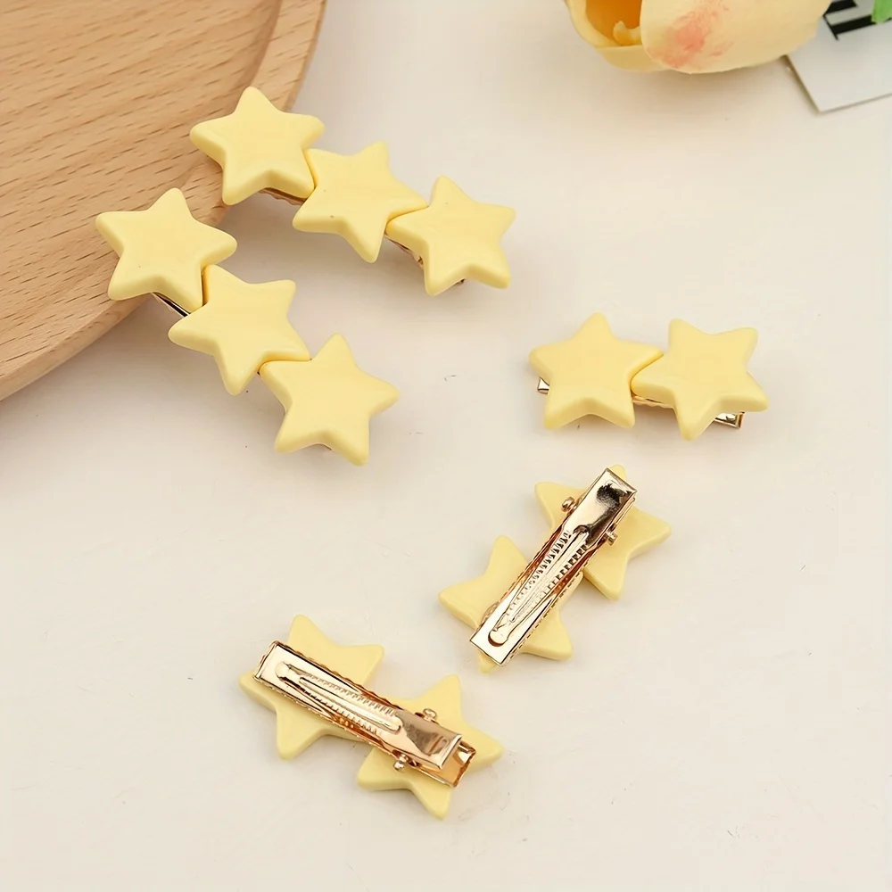 Girls' Solid Yellow Star Hairpin Children's Cute Strip Hair Clip Broken Hair Clip No Harm To Hair Hairpin Clips for Girls