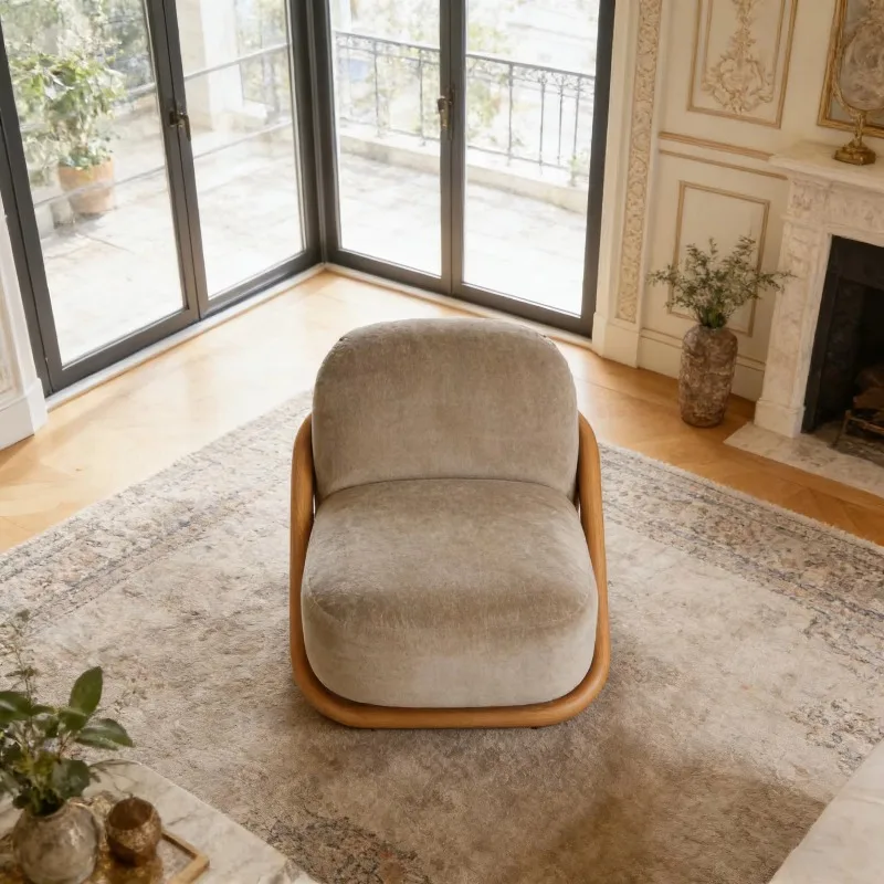 

#Comfortable Curved Base Accent Chair With Ergonomic Design For Relaxation In Living Rooms