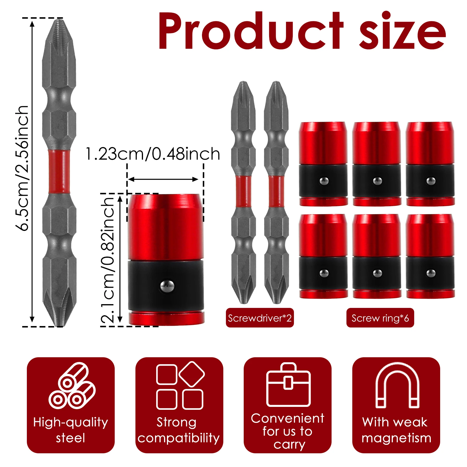 10/8 szt. Pierścień magnetyczny wkrętak Bit 1/4 cala magnetyczny pierścień uchwytu na śrubę, mocny antypoślizgowy pierścień magnetyczny Bit do