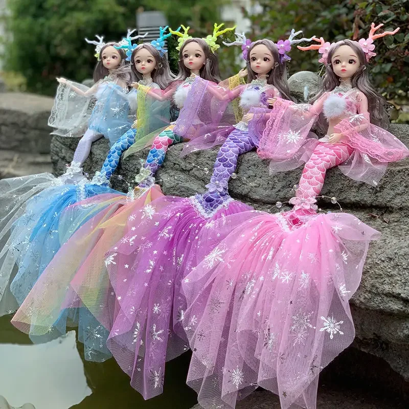 

45 см куклы BJD для девочек, игрушки, кукла-русалка, 13 суставов, подвижная милая кукла-русалка Bjd, сделай сам, нарядная игрушка, детская игрушка, детский рождественский подарок